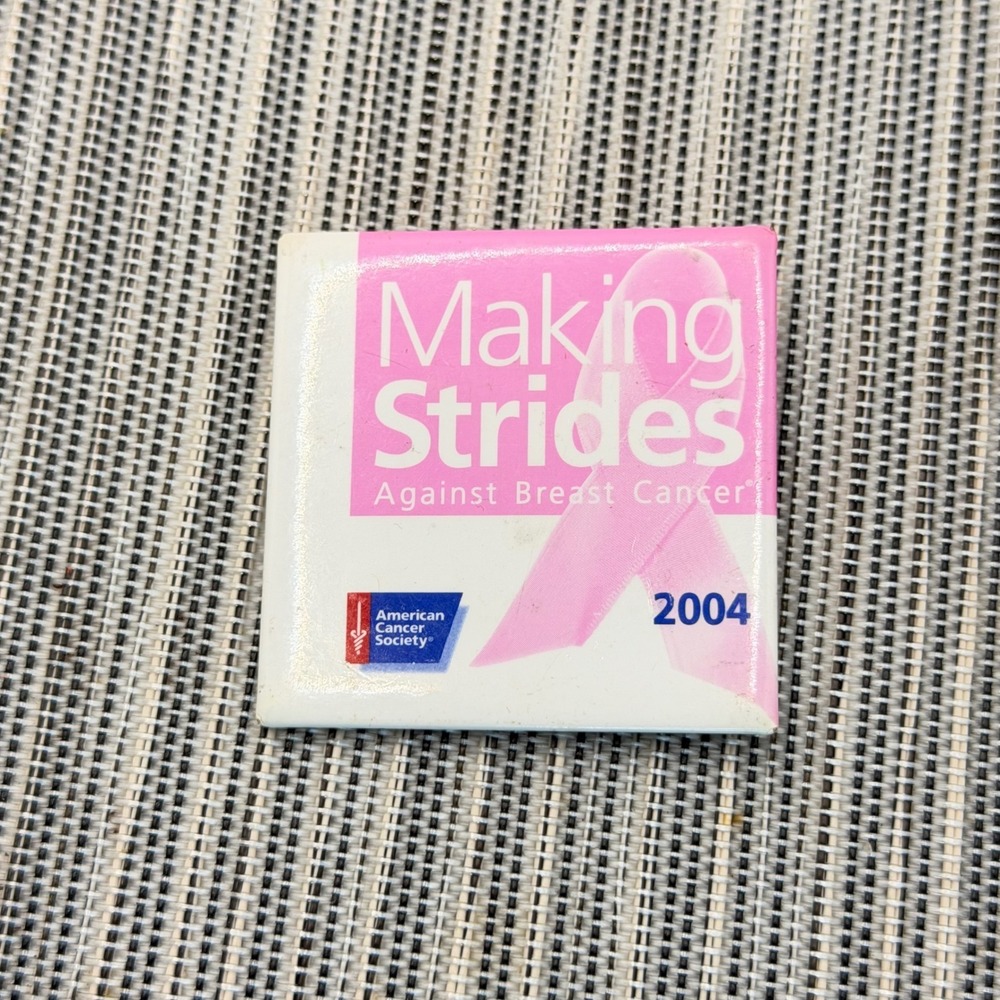 American Cancer Society Making Strides Breast Cancer 2004 Pin Pink Ribbon Square